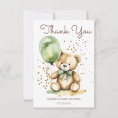 Barly wait teddy groen baby shower bedankje kaart (Voorkant)