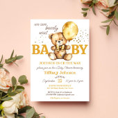 Barly wait teddybeer goudbruin baby shower kaart