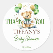 Barly wait teddybeer groen baby shower gunst ronde sticker (Voorkant)