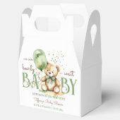 Barly wait teddybeer groen bruin baby shower bedankdoosjes (Geopend)