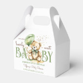 Barly wait teddybeer groen bruin baby shower bedankdoosjes (Voorkant Zijde)