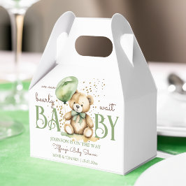 Barly wait teddybeer groen bruin baby shower bedankdoosjes