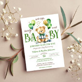 Barly wait teddybeer groen bruin baby shower kaart