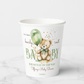 Barly wait teddybeer groen bruin baby shower papieren bekers (Achterkant)