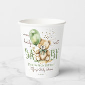 Barly wait teddybeer groen bruin baby shower papieren bekers (Voorkant)