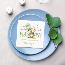Barly wait teddybeer groen bruin baby shower servet
