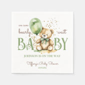 Barly wait teddybeer groen bruin baby shower servet (Voorkant)