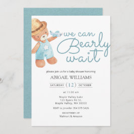 Barly Wait Waterverf Teddy Bear Baby shower Kaart