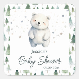 Barly Wait Winter Baby shower Vierkante Sticker