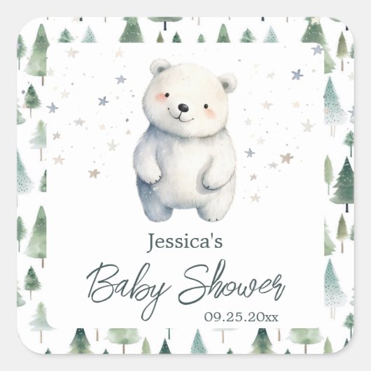 Barly Wait Winter Baby shower Vierkante Sticker (Voorkant)