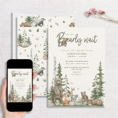Barly Wait Woodland Animals Baby shower Kaart