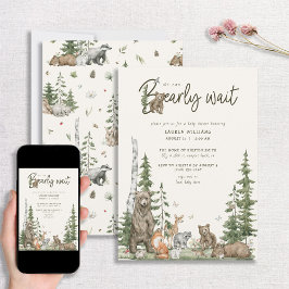 Barly Wait Woodland Animals Baby shower Kaart
