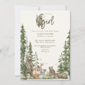 Barly Wait Woodland Dieren Meisje Baby shower Kaart (Voorkant)