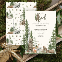 Barly Wait Woodland Dieren Meisje Baby shower Kaart