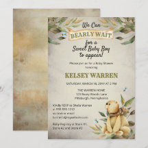Barly Wait Woodland Teddy Bear Boy Baby shower