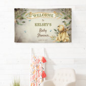 Barly Wait Woodland Teddy Bear Boy Baby shower Spandoek (Insitu)