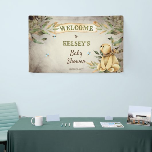 Barly Wait Woodland Teddy Bear Boy Baby shower Spandoek (Beurs)