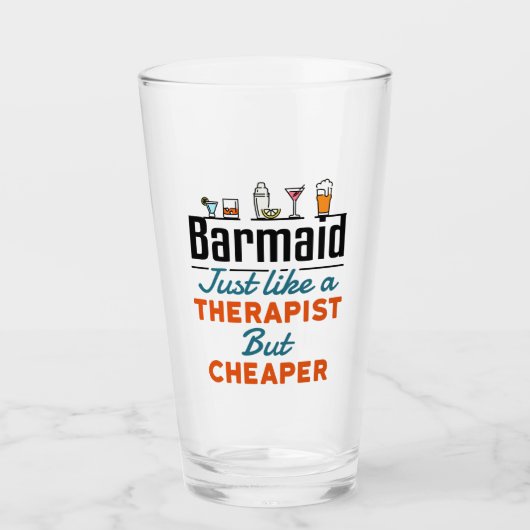 Barmaid als een Therapist, maar goedkoper Glas (Voorkant)