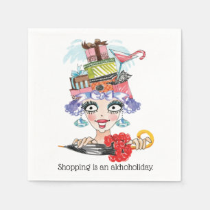 Barmaid Lady Funny Face Cocktail Paper Napkin Servet