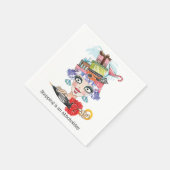 Barmaid Lady Funny Face Cocktail Paper Napkin Servet (Hoek)