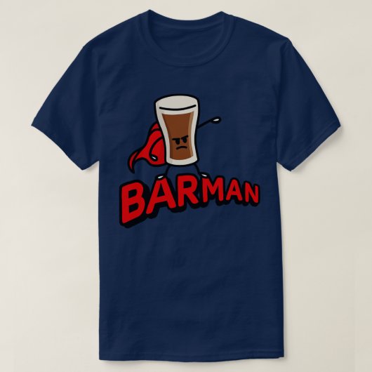 Barman bartender Ierse stout bier woordspeling T-shirt (Design voorkant)
