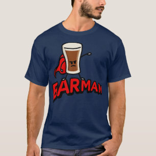 Barman bartender Ierse stout bier woordspeling T-shirt