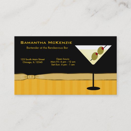 Barman/Eigenaar Bar Visitekaartje (Voorkant)