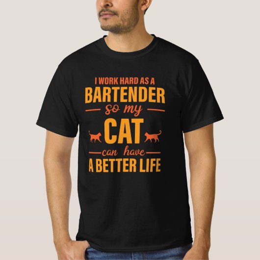 Barman liefde voor katten t-shirt (Voorkant)