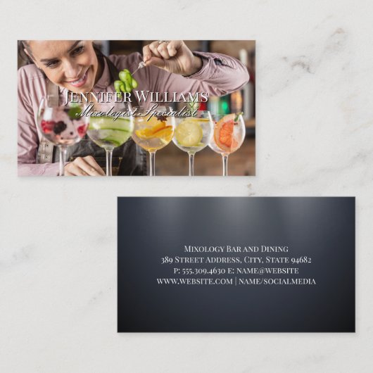 Barman maakt gemengde Drinken Visitekaartje (Voorkant / Achterkant)