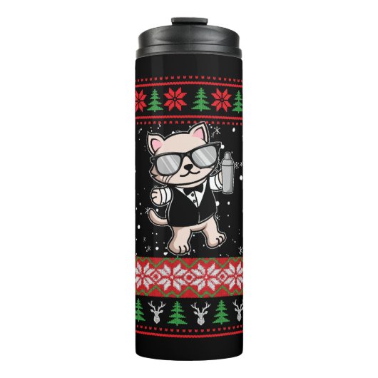 Barman Ugly KerstSweater Thermosbeker (Voorkant)