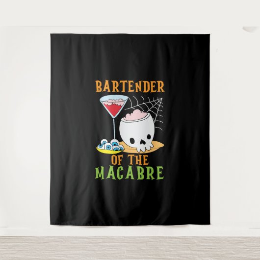 Barman van de Macabre Bartender Halloween Wandkleed (Voorkant)