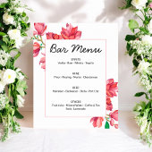 Barmenu Roze Witte Bloem Sign Poster