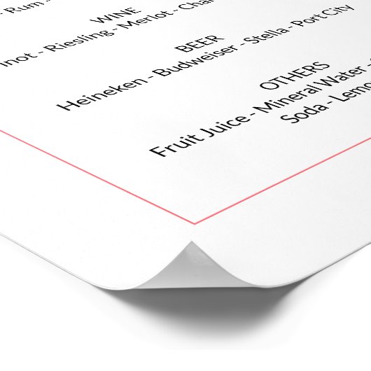 Barmenu roze witte bloemsignaalposter poster (Hoek)