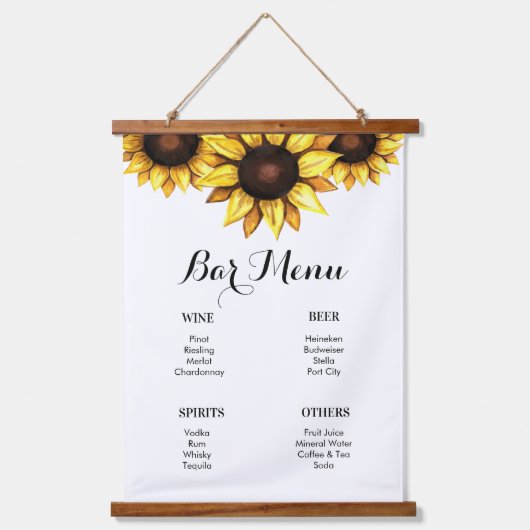 Barmenu Trouw Sunflower Geel Wit Hangend Wandkleed (Voorkant)