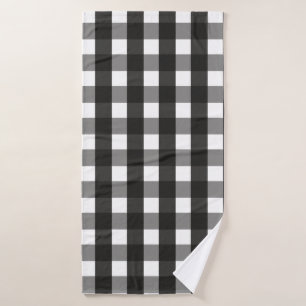 BARMHOUSE BLACK EN WHITE GINGHAM CHECK BADHANDDOEK