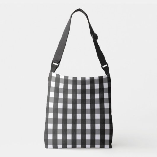 BARMHOUSE BLACK EN WHITE GINGHAM CHECK CROSSBODY TAS (Voorkant)