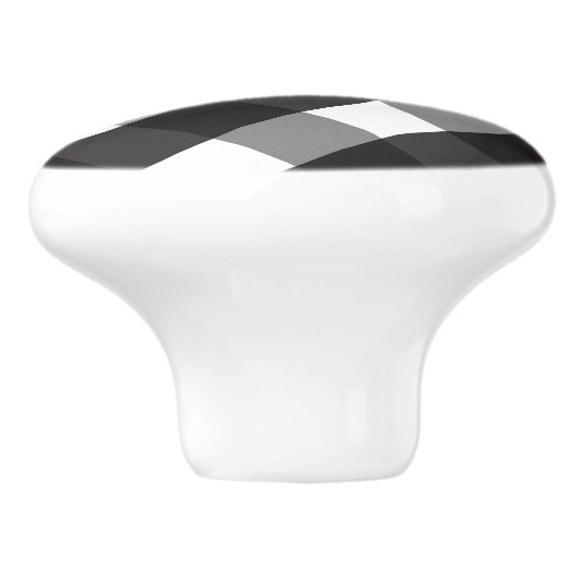 BARMHOUSE BLACK EN WHITE GINGHAM CHECK KERAMISCHE KNOP (Zijkant)