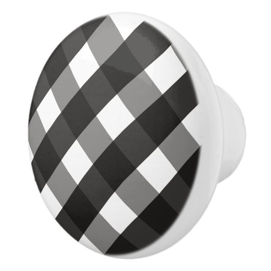 BARMHOUSE BLACK EN WHITE GINGHAM CHECK KERAMISCHE KNOP (Rechts)