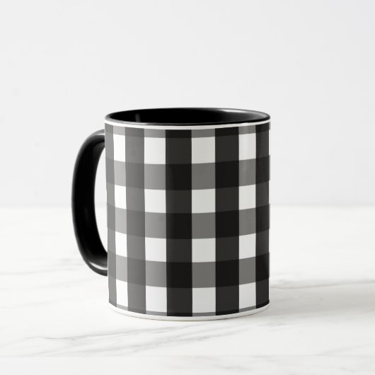 BARMHOUSE BLACK EN WHITE GINGHAM CHECK MOK (Voorkant links)