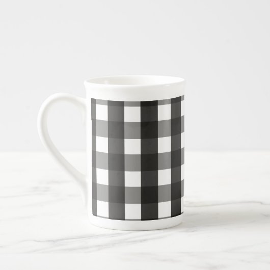 BARMHOUSE BLACK EN WHITE GINGHAM CHECK PORSELEIN KOP (Links)