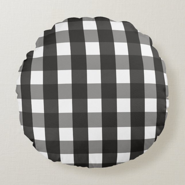 BARMHOUSE BLACK EN WHITE GINGHAM CHECK ROND KUSSEN (Voorkant)