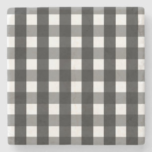 BARMHOUSE BLACK EN WHITE GINGHAM CHECK STENEN ONDERZETTER