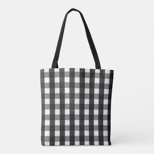 BARMHOUSE BLACK EN WHITE GINGHAM CHECK TOTE BAG (Achterkant)