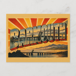 Barmouth Wales Vintage Reis Kunst Briefkaart
