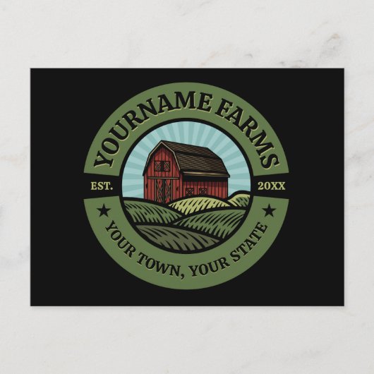  Barn ADD NAAM Land Boerderij Crops Farmer Briefkaart (Voorkant)