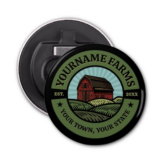 Barn ADD NAAM Land Boerderij Crops Farmer Button Flesopener (Voorkant)