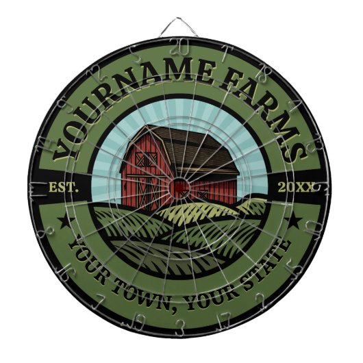 Barn ADD NAAM Land Boerderij Crops Farmer Dartbord (Voorkant)