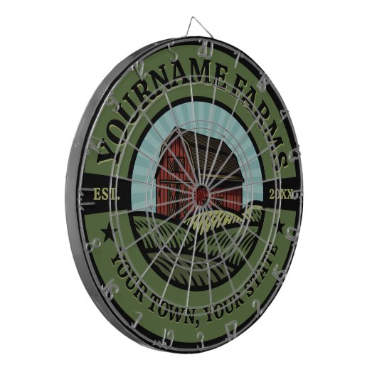 Barn ADD NAAM Land Boerderij Crops Farmer Dartbord (Voorkant Links)