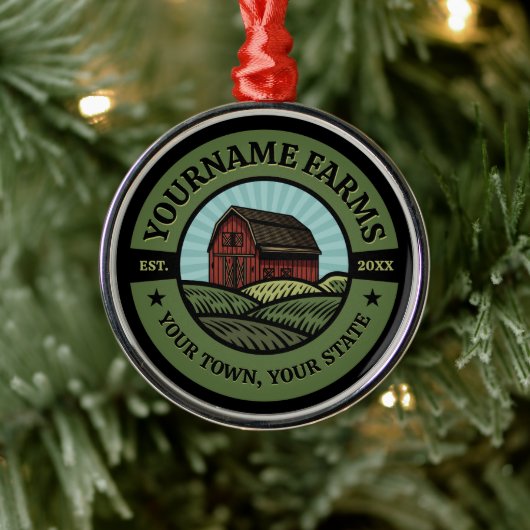  Barn ADD NAAM Land Boerderij Crops Farmer Metalen Ornament (Boom)