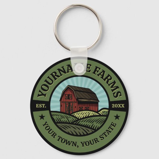 Barn ADD NAAM Land Boerderij Crops Farmer Sleutelhanger (Voorkant)